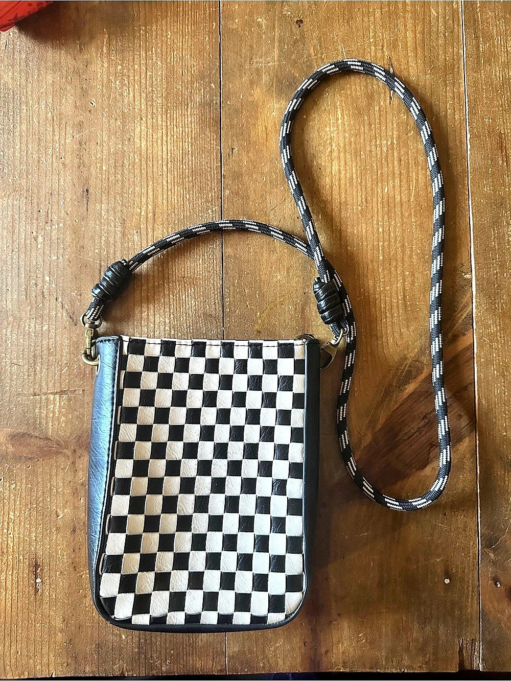Universal Thread Checkered Crossbody Phone Bag Black & White